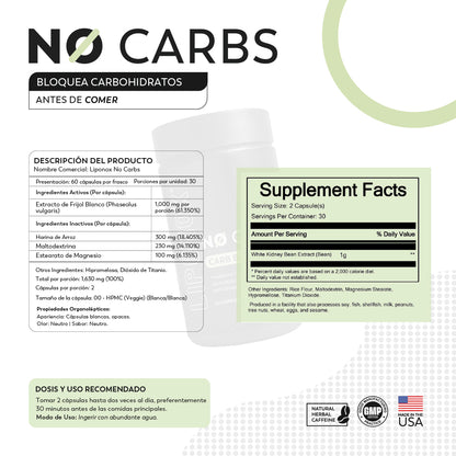 Pack Liponox NoCarb + Burn+ / Bloquea Carbohidratos + Quema grasas